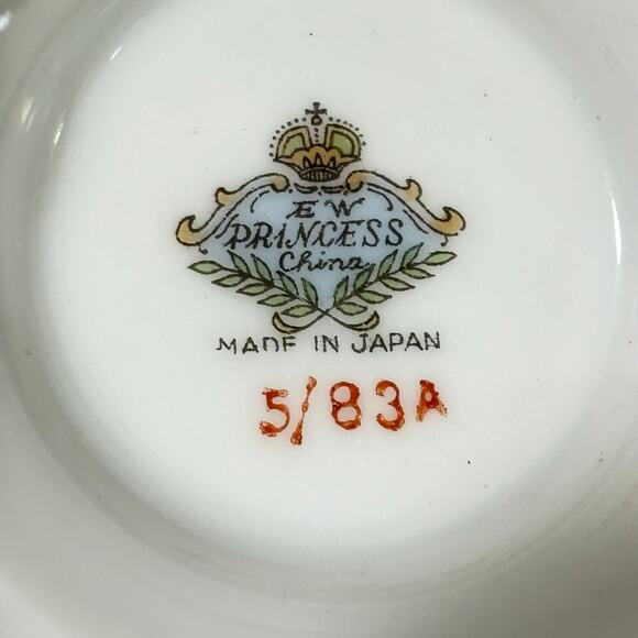 EW Princess Japan bowl & saucer set white pink gold lotus flower porcelain - Picture 5 of 9